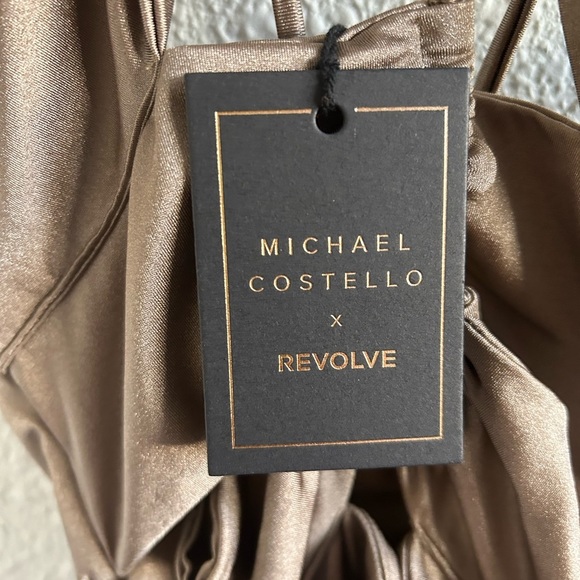 NWT Michael Costello X Revolve shimmery dark taupe midi sexy dress - Picture 8 of 10